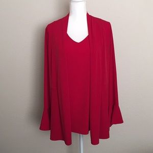Susan Graver 2 Piece Bell Sleeve Blouse M